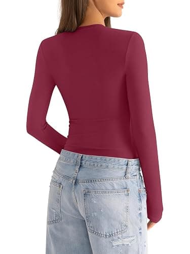EasyGala Womens Cotton Long Sleeve Shirts Crew Neck Fitted Basic Going Out Outfits Undershirt Spring Fall Clothes 2025 thumbnail 4