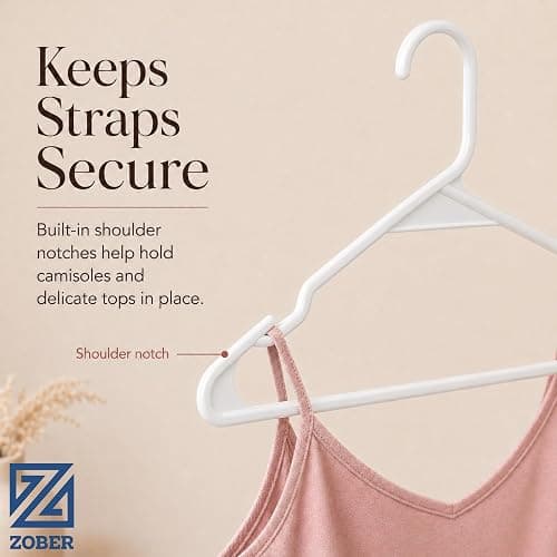Clothes Hangers - White, Plastic Hangers 50 Pack for Shirts, Dresses, and Pants - Durable, Flexible Plastic Clothing Hangers thumbnail 3