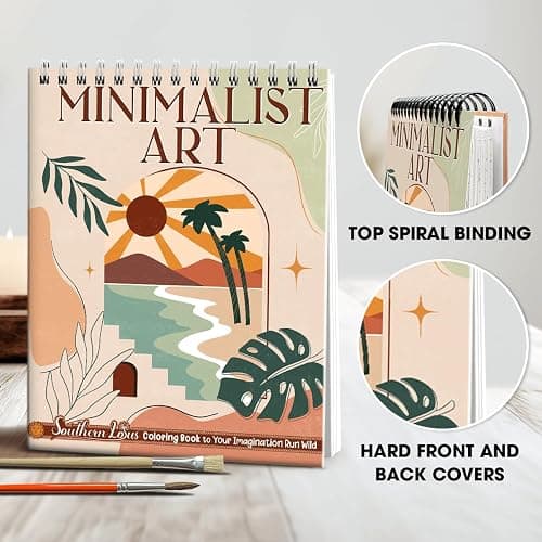 Minimalist Art Coloring Book Spiral Bound with Basic Abstract Design Aesthetic Shapes Simplicity Styles Hardcover Adult Color Pages for Women Seniors Girls to Relax Relieve Stress thumbnail 2