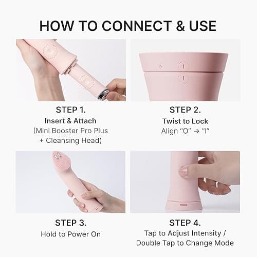 medicube Mini Booster Pro Plus Cleansing Device Set | 2-in-1 Facial Cleansing, Skincare Device | Pore, Makeup, Excess Sebum Care | Portable Skincare Booster with 3 Modes | Korean Facial Device, Pink thumbnail 7