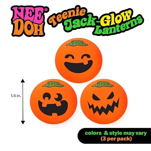 Schylling Needohween Teenie Jack Glow Lantern - Glow in The Dark Pumpkin Faces 3 Pack thumbnail 2