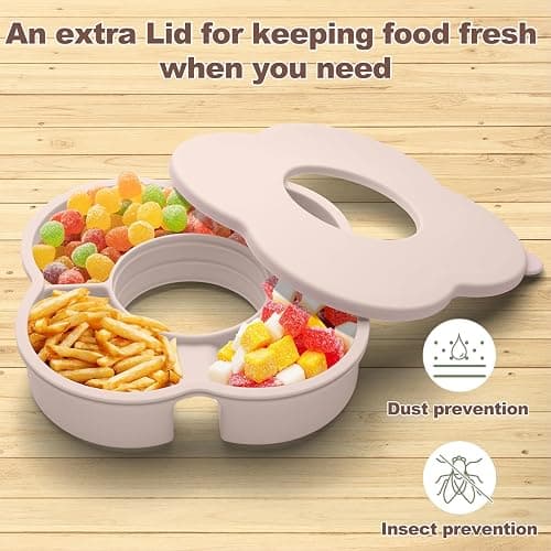 Zonyee Snack Bowl with Lid for Stanley 30 oz Tumbler with Handle, Silicone Snack Tray Snack Ring for Stanley Cup Accessories, Suitable for Car Cup Holder or Outdoor, Rose Quartz thumbnail 4