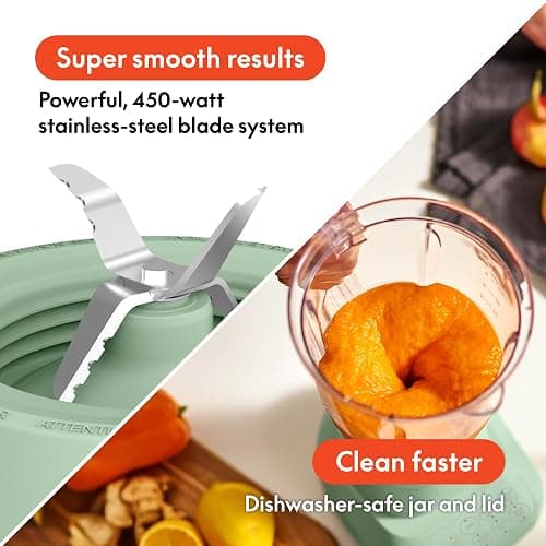 bella 10 Speed Countertop Blender, Juicer & Smoothie Maker, Fits-anywhere™ Kitchenware, Slim Flip & Store Design, Dishwasher Safe 48oz Capacity Pitcher & Lid, Stainless Steel Blade, 450 Watt, Seaglass thumbnail 5