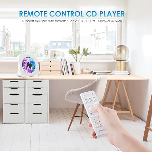 Gueray Portable CD Player with Bluetooth, Desktop CD Music Players for Home Built-in Double HiFi Sound Speakers, Support AUX&USB Headphone Jack, FM Radio Boombox, LCD Screen Display for Kids Gift thumbnail 5