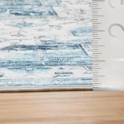YOFOLY Washable 5x7 Area Rug - Living Room Large Rug Stain Resistant Carpet Vintage Carpet Bedroom Non-Slip Backing Home Decor Floor Decor Mat,Light Blue thumbnail 2