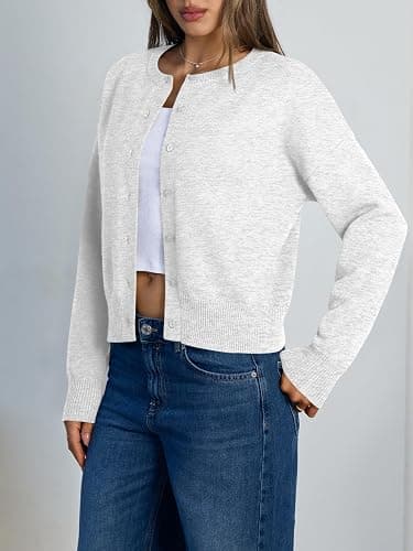 Trendy Queen Cropped Cardigan Sweaters for Women Lightweight Crop Knit Y2k Fall Outfits Fashion Clothes 2025 thumbnail 3