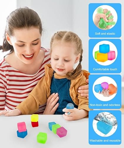 8Pcs Mini Sugar Fidget Cubes, Kids Ice Cube Squishy Sensory Toys Jelly Square Stress Squeeze Ball for Autism Adhd Adults Babies Children Boys Girls Holloween Christmas Birthday Party Bag Gifts thumbnail 4
