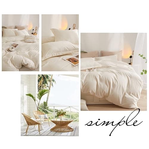 AMWAN Cream White Duvet Cover Full Size Soft Washed Microfiber Ivory Duvet Cover with Zipper Closure Boho 3 Pieces Bedding Set Off White Comforter Cover 1 Cream Duvet Cover 80”x90” with 2 Pillowcases - Full (80"x90") - Cream White thumbnail 7