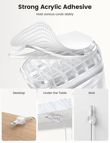 6Pack Cord Organizer, Office Desk Accessories - Lamicall Clear Cable Management Clips, Home Workspace Chritsmas Organization Accessories, Nightstand Desk Decor, Dorm Room Desktop Gadget Essentials thumbnail 6