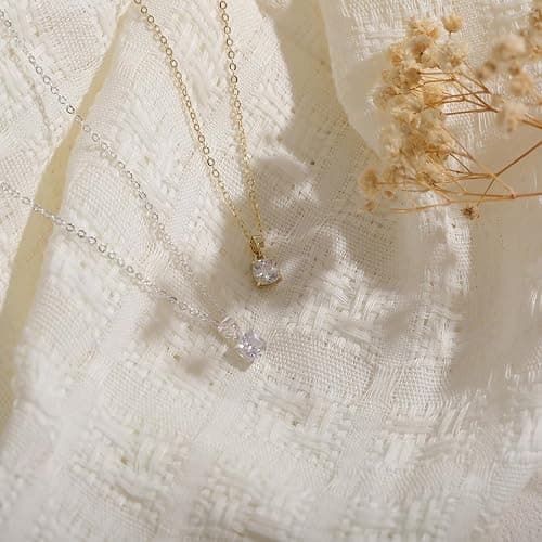 CUEZIY Dainty Silver Gold Necklaces for Women Cute Station Choker Simulated Diamond Necklace Simple Layering CZ Necklace Trendy Jewelry Gifts thumbnail 6