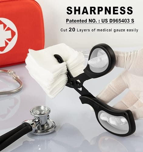 MEUUT 3 Pack Penlight & Medical Scissors- One 8 Inches Patented Trauma Shears Two LED Pen light with Four Batteries - Bandage Scissor for- Nurse, First Aid, EMT, Doctor thumbnail 3