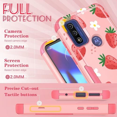 Plakill for Motorola Moto G Pure/G Power 2022 Case/G Play 2023 Case,Women Girls Cute Strawberry Style Heavy Duty Military Grade Protctive Shockproof G Pure/G Power 2022/G Play 2023 Hard Phone Cases thumbnail 5
