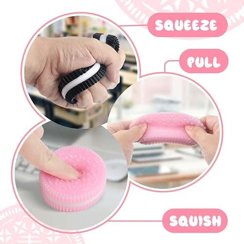 Gytera Sticky Cookie Squishies Fidget Toys Adults, Squeeze Toys Fidget Toys for Autism, Stress Balls for Adults Fidgets Birthday Easter Basket Stuffers(2 Pack Pink Black) thumbnail 3