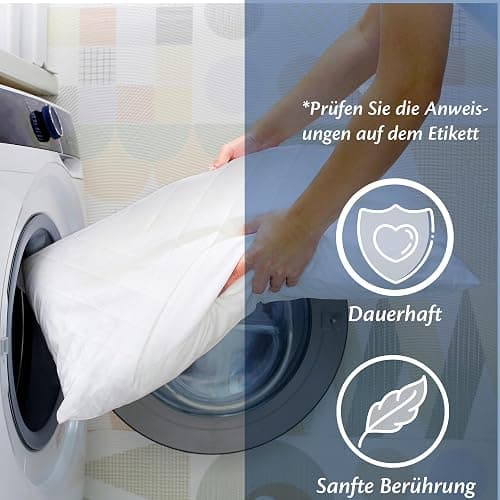Flowen Kopfkissen 40x80 cm Kissen für Bett 40 x 80 2er Set Bettkissen Hypoallergene Anti-Milben Weiche Kissenfüllung mit Weicher Gesteppter Kopfkissenbezug Abnehmbarem und Waschbaren Schlafkissen - 40x80 - 2er Set thumbnail 7