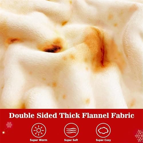 Waitu Wearable Blanket Sweatshirt Gifts for Women and Men, Warm and Cozy Giant Blanket Hoodie, Thick Flannel Blanket with Sleeves and Giant Pocket - Burritos thumbnail 4