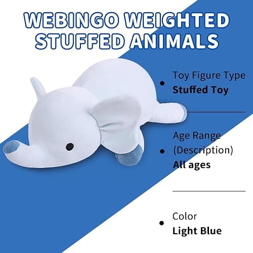 WeBingo Weighted Stuffed Animals, 24" Weighted Elephant Plush Toy 4.2 Lb Soft Pillow Cute Giant Plushie Gifts for Kids & Adults(Elephant) thumbnail 4