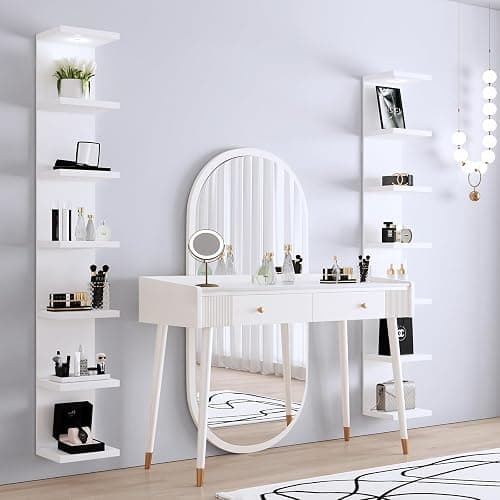 LitaEther Versatile 7 Tier Wall Shelf Unit,White Lack Wall Shelf,Display Floating Shelf with LED Remote Control Light thumbnail 7