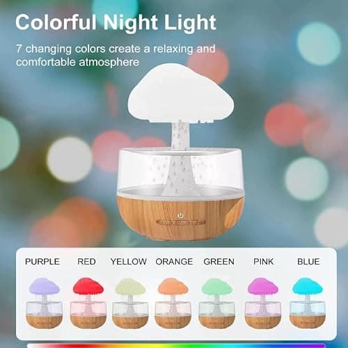 TOPINCN Rain Cloud Humidifier Essential Oil Diffuser, 7 Color Night Light Ultrasonic Cool Mist Aromatherapy Diffuser for Home Bedroom Office, Auto Off Timer Relaxation thumbnail 4
