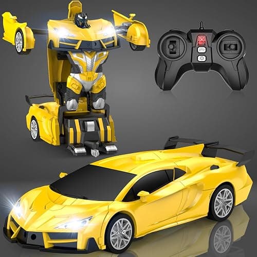 Qumcou Transform Remote Control Car, RC Cars for Boys Age 3-5 6-8, One-Button Transform Toy Cars, 2.4GHz, 360° Spin, 1:16 Scale, Flashing Headlight,3-8 Year Old Grandkids Christmas Birthday Gifts thumbnail 9