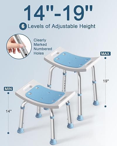 HOMLAND Shower Chair for Inside Shower, 400 lbs Adjustable Shower Stool with Suction Feet, Shower Seat for Inside Tub Bathroom Bench Bath Chair for Elderly and Disabled - Light Blue thumbnail 4