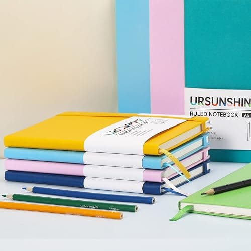 Ruled Notebook/Journal - Classic Lined Journal/Notebook, 5.3" x 8.26" | Hardcover with Thick Paper, Banded + Pen Holder +Inner Pocket - Cyan thumbnail 7