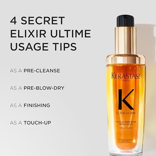 Kerastase Elixir Ultime Refillable Hair Oil - Hydrates & Smoothes Frizz, Adds Shine, With Wild Camellia, Nourishes & Strengthens Hair, For All Hair Types thumbnail 5