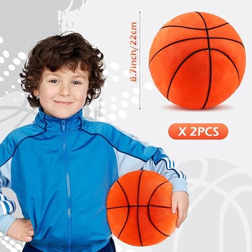 HyDren 2 Pcs Plush Basketball Pillows Fluffy Soft Stuffed Sports Throw Pillows Cute Basketball Shaped Cushions for Bedroom Nursery Room Decoration thumbnail 3