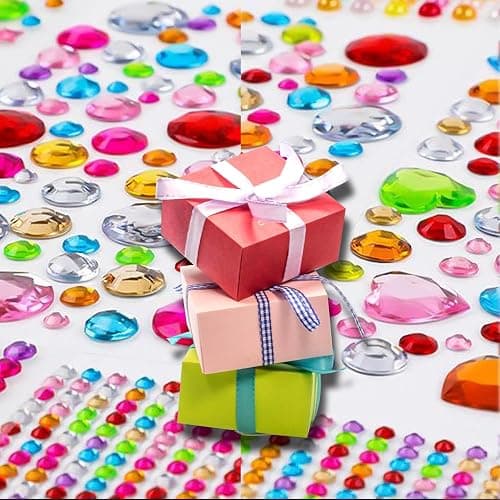 3228pcs Gems Stickers, Self Adhesive Rhinestone Jewel Stickers, Acrylic Gems DIY Craft Decorative Diamond Stickers, Assorted Shapes Jewels Rhinestones Sticker, Gem Sticker Crafts for Kids thumbnail 7