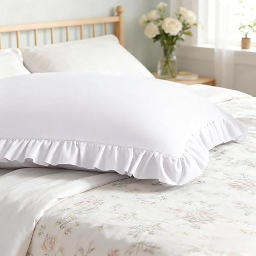Aerlomi Ruffled Pillowcases, Standard Pillow Shams 20x26 Set of 2, Brushed Microfiber with Envelope Closure, Soft Wrinkle-Resistant, White thumbnail 7