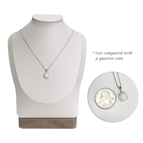 FANCIME Sterling Silver Created White Opal Necklace/Earrings Halo Pendant Stud Leverback Dangle Earrings Cubic Zirconia CZ Fire Opal Fine Jewelry for Women thumbnail 3
