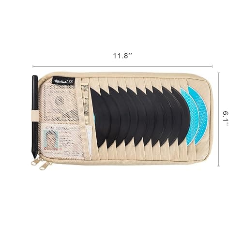alavisxf xx Car CD Visor Holder, 12 Sleeves Organizer with Mesh Pocket | Durable Oxford Cloth, Holds 12 CDs/DVDs, 1 Pen Holder, 1 Back Inner Pocket, Disc Storage Organizer, Fits Most Vehicle Visors thumbnail 3