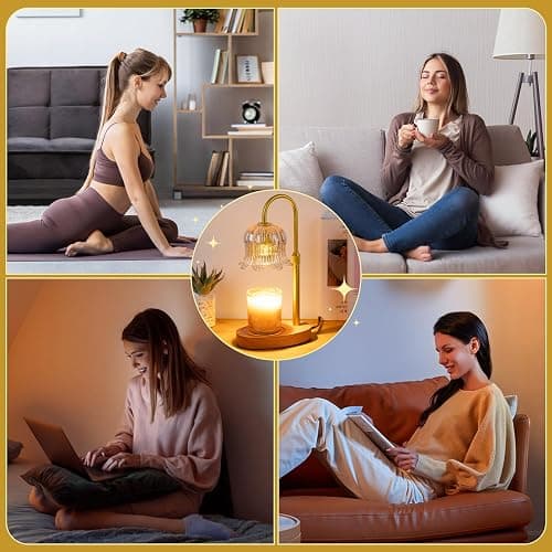 CRMILL Candle Warmer Lamp Electric Timer - Candles Warming Light Height Adjustable Dimmable Warmers Flower Lamps No Flame Heat Warm Melt Wax Jar Modern Home Decor Table Lights for Home Living Bedroom thumbnail 7