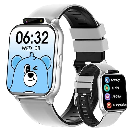 Smart Watch for Kids, 1.85" Fitness Tracker with Heart Rate, Sleep Monitor, IP68 Waterproof Smartwatches with Video Music, Pedometer, Game, NO APP/Phone, Gift for Boys Girls. (Built-in AI, Silver) - Image 1