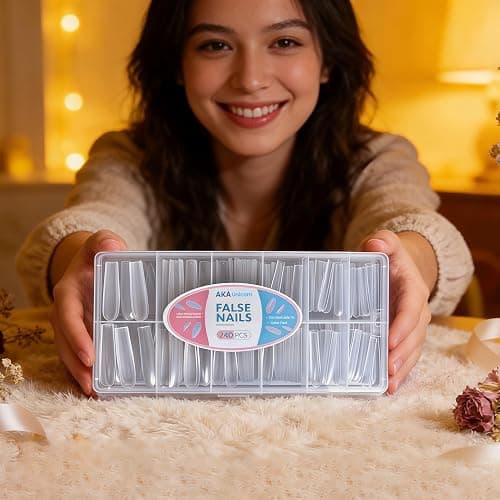 AKA Unicorn Square Gel Nail Tips, 240Pcs Pre-Shaped Full Cover Clear False Nail Tips for Nail Extensions, Long Square Nails Clear Press On Nails for Salon & Home DIY 12 Sizes thumbnail 9