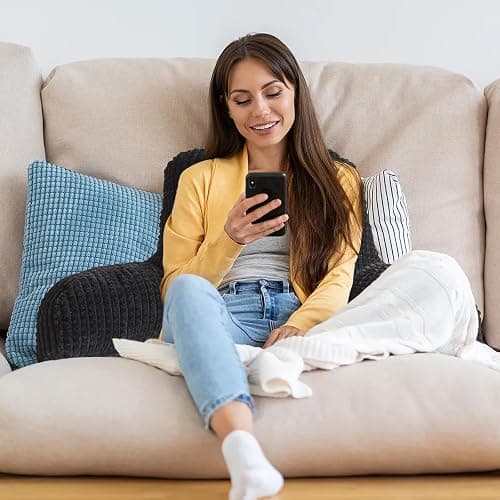 A Nice Night Reading Pillow Bed Wedge Large Adult Children Backrest with Arms Back Support for Sitting Up in Bed/Couch for Lounging Bedrest,Waffle Stereoscopic Design,Black thumbnail 4