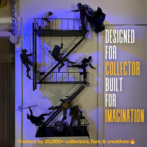 KOTIJOKI Fire Escape Wall Shelf - New York Decorative Floating Shelf - Wall Art Ladder Shelf - Black Metal Trinket Shelves for Bedroom, Home, Office, Storage and Display (3-Tier) thumbnail 7