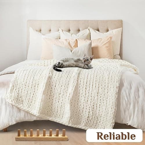 YBHJKL 31.5'' Chunky Yarn Loom -Wooden Blanket Making Kit for Adults -Hand Knitting Yarn Chunky for Blankets- Loom for Blanket Adjustable Size thumbnail 5