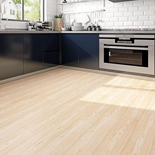FunStick 6"x36" 30 Pcs Peel and Stick Floor Tile Light Wood Look Vinyl Flooring Tiles Peel and Stick Wood Planks for Walls Waterproof Removable Peel & Stick Flooring Tiles for Bathroom Kitchen Bedroom - Box of 30 Tiles - Natural Light Wood Grain thumbnail 7