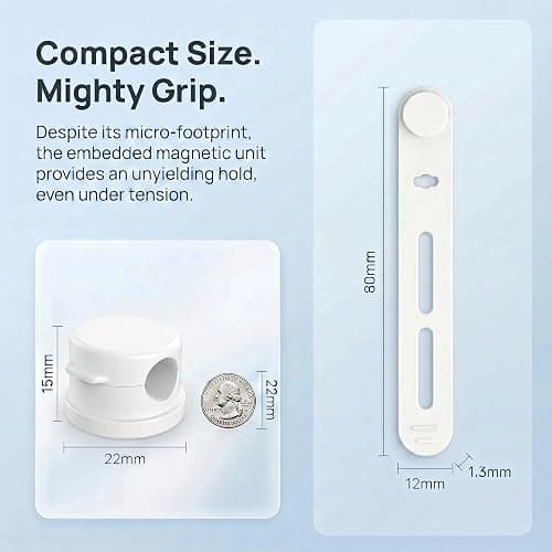 CUULANIX 6 Stück Magnetische 360° Drehbar Kabelhalter Selbstklebend, Wird mit zwei kabelorganizer, Einhand Kabelclips Universal Kabel Organizer für USB Ladekabel HDMI Audiokabel bis 7,5mm(Weiß) thumbnail 2