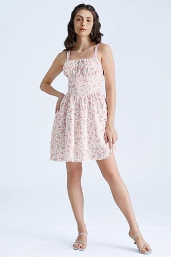 Scarlet Darkness Floral Corset Dress for Women Ruffle Mini Dress Summer Sundress thumbnail 4