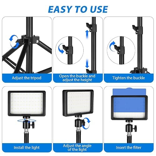 Ci-Fotto LED Fotolicht Video Licht 2-Pack, Dimmbare 5600K USB LED-Videoleuchte Dauerlicht die Fotografie mit Stativ und Farbfiltern für Fotostudios, YouTube, TikTok, Videoaufzeichnung, Game-Streaming thumbnail 6