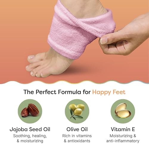 ZenToes Moisturizing Socks for Cracked Heel Treatment, Vitamin E, Olive Oil and Jojoba Oil Infused Heel Socks, Galentines Day Gifts, Self Care Gifts for Women (Fuzzy Pink, Regular) thumbnail 4