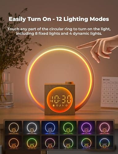 LIORQUE Sunrise Alarm Clock, Wake up Light with White Noise for Heavy Sleepers, Adjustable Sleep Timer, Volume&Brightness, Night Light with Dynamic Colors, 30 Sleep Sounds for Baby Kids Adults thumbnail 5