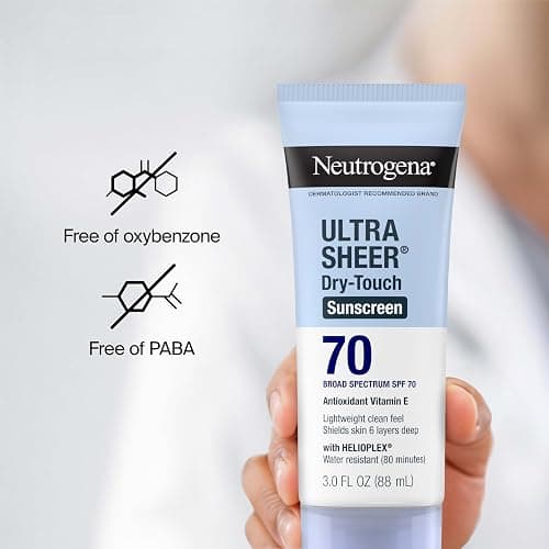 Neutrogena Ultra Sheer Dry-Touch Sunscreen Lotion SPF 70, Broad Spectrum, Water Resistant 80 Min, Oil-Free, Oxybenzone-Free, Non-Comedogenic, Matte Finish, Body Sunscreen, Travel Size 3 Fl Oz thumbnail 8