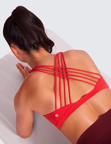 CRZ YOGA Naked Feeling Strappy Sports Bras for Women - Criss Cross Back Wireless Padded Cami Yoga Workout Top thumbnail 4
