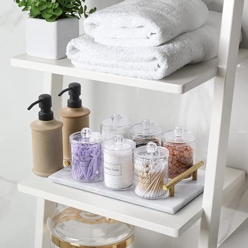 AOZITA 6 Pack Acrylic Qtip Holder Dispenser for Cotton,Swab, Ball, Round Pads, Floss Picks - Clear Plastic Apothecary Jar Set, Bathroom Canister Storage Organization, Vanity Makeup Organizer - 6 Pack thumbnail 8
