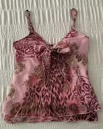 IDEWO Y2K Bow Front Tank Top Sleeveless Lace Detail V Neck Cropped Tops Slim Fit Cami Fairy Core Outfits 2000s Emo Sweatshirt thumbnail 5