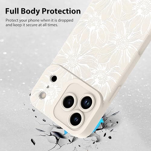 MZELQ for iPhone 17 Pro Case 2025 Case, Silicone Sunflowers Floral Flowers Cute Pattern, Camera Protection Slim Soft Phone Cover for Girls Women -White thumbnail 2