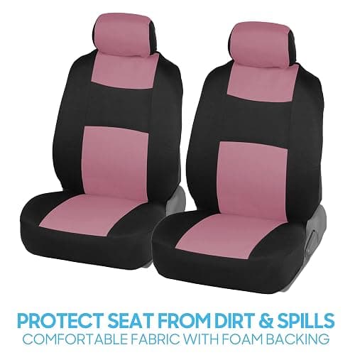 BDK PolyPro Car Seat Covers Full Set in Pink on Black, Front and Rear Split Bench Seat Covers for Cars, Easy to Install Car Seats Cover Set and Accessories for Auto Trucks Van SUV - Pink thumbnail 3