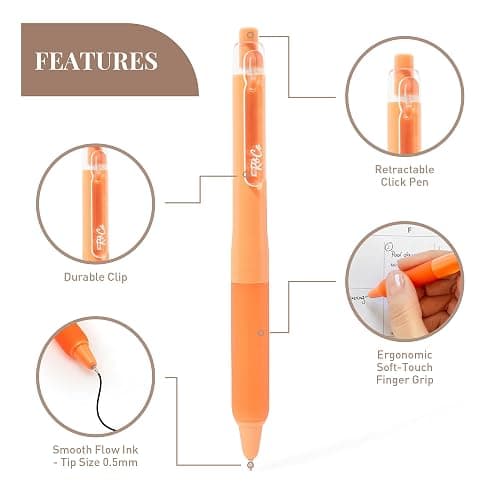 Rileys & Co. Stylos Gel Esthétiques pour l'Écriture, Lot de 6, Stylos Noirs, Pointe Fine 0,5 mm, Stylos Anti-Bavures, Stylos Gel Fins, Stylos à Pointe Fine pour Prendre des Notes et Journal Intime thumbnail 3